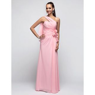 Sheath/Column One Shoulder Floor length Chiffon Evening/Prom Dress With Side Draping