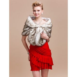 Elegant Faux Fox Fur Party/Evening/Wedding Shawl/Wrap