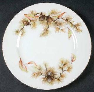 Kyoto Pines Salad Plate, Fine China Dinnerware   Multicolor Needles & Leaves,Bro
