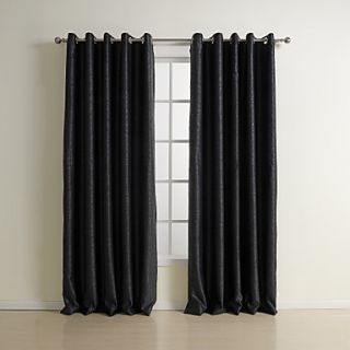 (One Pair) Traditional Black Solid Embossed Blackout Curtain