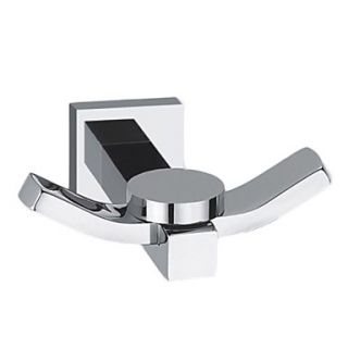 Contemporary Chrome Finish Solid Brass Wall Mount Silver Robe Hooks