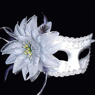 Feather Flower White Pattern Plastic Half face Mask