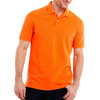St. Johns Bay Solid Piqué Polo Shirt, Orange, Mens