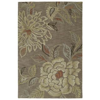 Handmade Copia Light Brown Floral Polyester Rug (4 X 6)