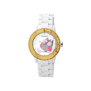 Sprout Womens White Strap Mother of Pearl Eco Friendly Owl Watch