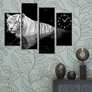 Modern Style Tiger Wall Clock in Canvas 4pcs
