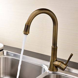 Antique Brass Finish Single Handle Deck Mounted Kitchen Faucet