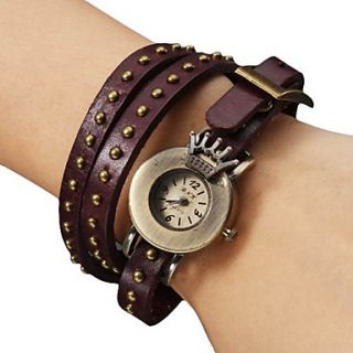 Womens PU Analog Quartz Bracelet Watch (Purple)