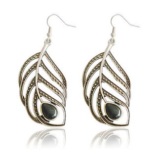 Charming Alloy Feather Design Drop Earrings