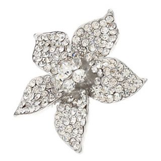 Five Leaf Flower Fully jeweled Metal Adjustable Ring