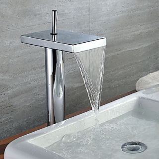 Contemporary Single Handle Waterfall Bathroom Sink Faucet Chrome Finish(Tall)