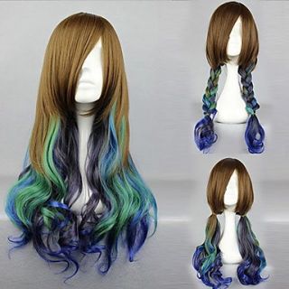 Lolita Wig Inspired by Victoria Style Brown Cyan Mixed Color Country