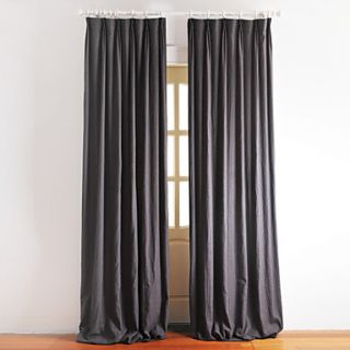 (Two Panels) Traditional Dark Grey Lined Curtain