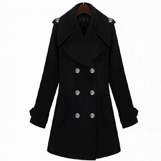 Womens Double breasted Tweed Lapel Coat
