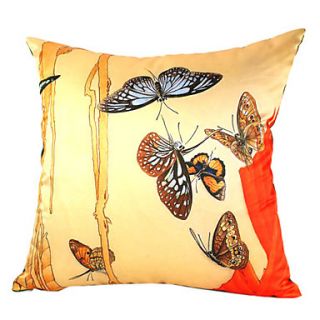 Country Butterfly Silk Decorative Pillow Cover