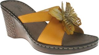 Womens Spring Step Marseilles   Yellow Leather Ornamented Shoes