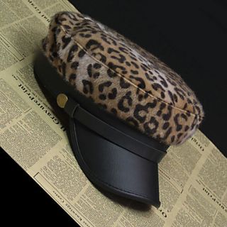 Womens Casual Trendy Leopard Navy Hat(Circumference58CM)
