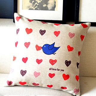 Modern Sweetheart Bird Cotton/Linen Decorative Pillow Cover