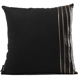 Classic Black Solid Faux Leather Decorative Pillow Cover