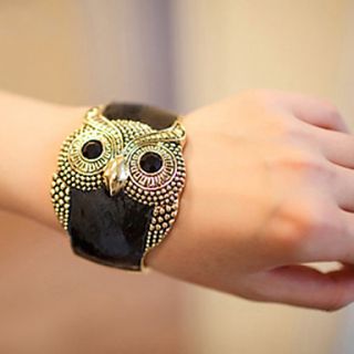 Womens Vintage Owl Wide Bracelet