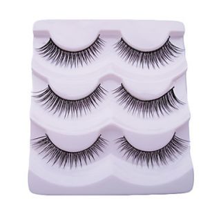 3Pair Black Fiber eyelash Manual False Eyelashes