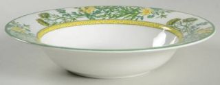Mikasa Floral Court Rim Soup Bowl, Fine China Dinnerware   Yellow Flowers,Green