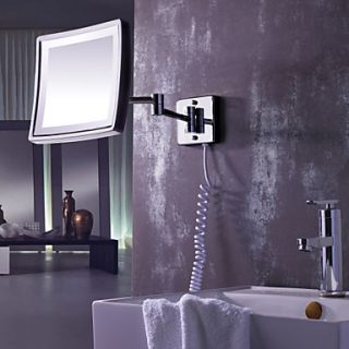 Square 8.5 inch LED Wall Mount Chrome Finish Cosmetic Mirror