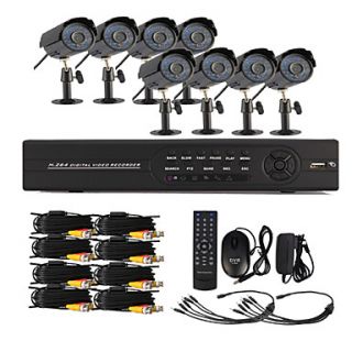 8 Channel One Touch Online CCTV DVR System(8 Outdoor Warterproof Camera)