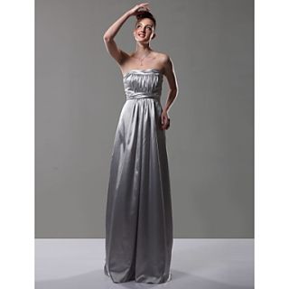 Empire Strapless Floor length Charmeuse Bridesmaid/ Wedding Party Dress