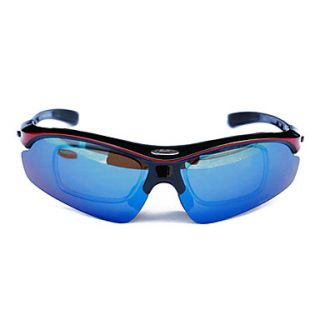Topeak Sports Professional Cycling Glasses with TR90 Frame(Optical Frame Insert, Black and Red Frame,Five Lens)TSR868 HR