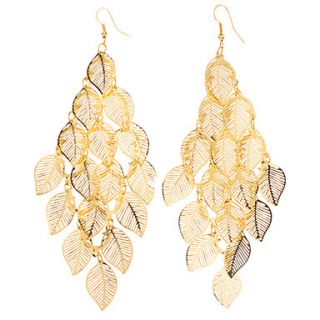 Lucky Leaf Shape Hollow Out Gold Plated Earrings