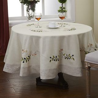 Dia 71 Round Traditional Khaki Floral Table Cloths