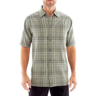 Haggar Microfiber Short Sleeve Shirt, Green, Mens
