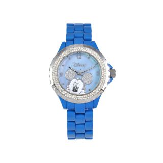 Disney Blue Enamel Crystal Accent Mickey Watch, Womens