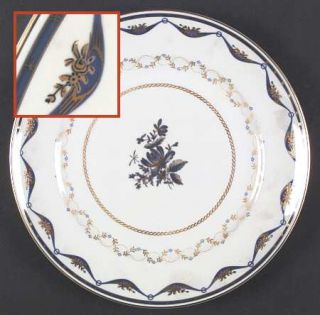 Vista Alegre Fontainebleau Dinner Plate, Fine China Dinnerware   Blue & Gold Swa