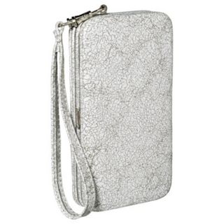 Merona Silver Textured Phone Case Wallet with Removable Wristlet Strap   White