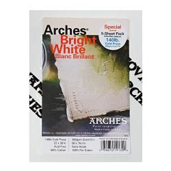 Arches 22 inch X 30 inch Cold Press Watercolor Paper (5 Sheet) (Bright white 22 inches x 30 inchesPaper weight 140 pounds Sheets 5 sheetsFinish Cold pressColor Bright white )