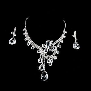 Elegant Rhinestones Alloy Wedding Bridal Jewelry Set Including Necklace And Earrings