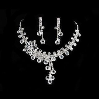 Amazing Rhinestones Alloy Wedding Bridal Jewelry Set Including Necklace And Earrings