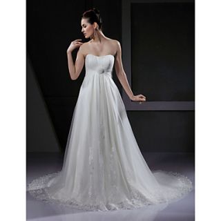 Free Custom measurements A line Scoop Court Train Lace Tulle Wedding Dress
