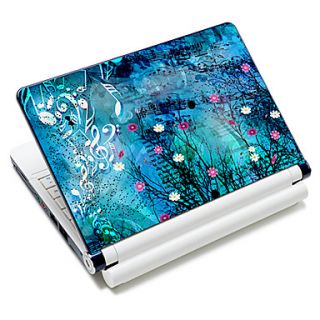 Flower And Music Pattern Laptop Protective Skin Sticker For 10/15 Laptop 18371(15 suitable for below 15)