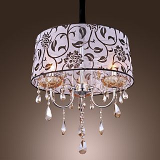 180W Traditional Chandelier with 3 Lights and Crystal Beaded Pendants