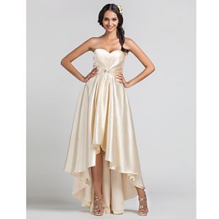 Sheath/Column Sweetheart Asymmetrical Stretch Satin Bridesmaid Dress