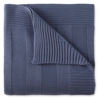 ROYAL VELVET Rib Knit Throw, Worn Indigo