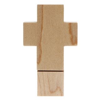 8GB Fashionable Design Wooden Cross Shaped USB Flash Drive (Brown)