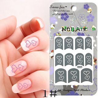 3PCS Paper Nail Art Image Stamp Stickers LK Series No.4(Assorted Colors)