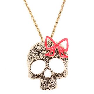 OLL Long Skull Red Bow Necklace