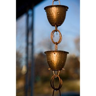 Monarch 8.5 ft. Copper Hammered Cup with Ring Rain Chain Multicolor   265058 