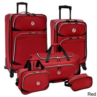 Beverly Hills Country Club San Vincente 5 piece Spinner Luggage Set (PolyesterWeight 30 inch upright (10.2 pound), 22 inch upright (7.6 pound), duffel (2.3 pound), boarding bag (0.9 pound), utility bag (0.3 pound)Easy access front zippered pockets for tr