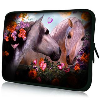 Two HorsesPattern Nylon Material Waterproof Sleeve Case for 11/13/15 LaptopTablet